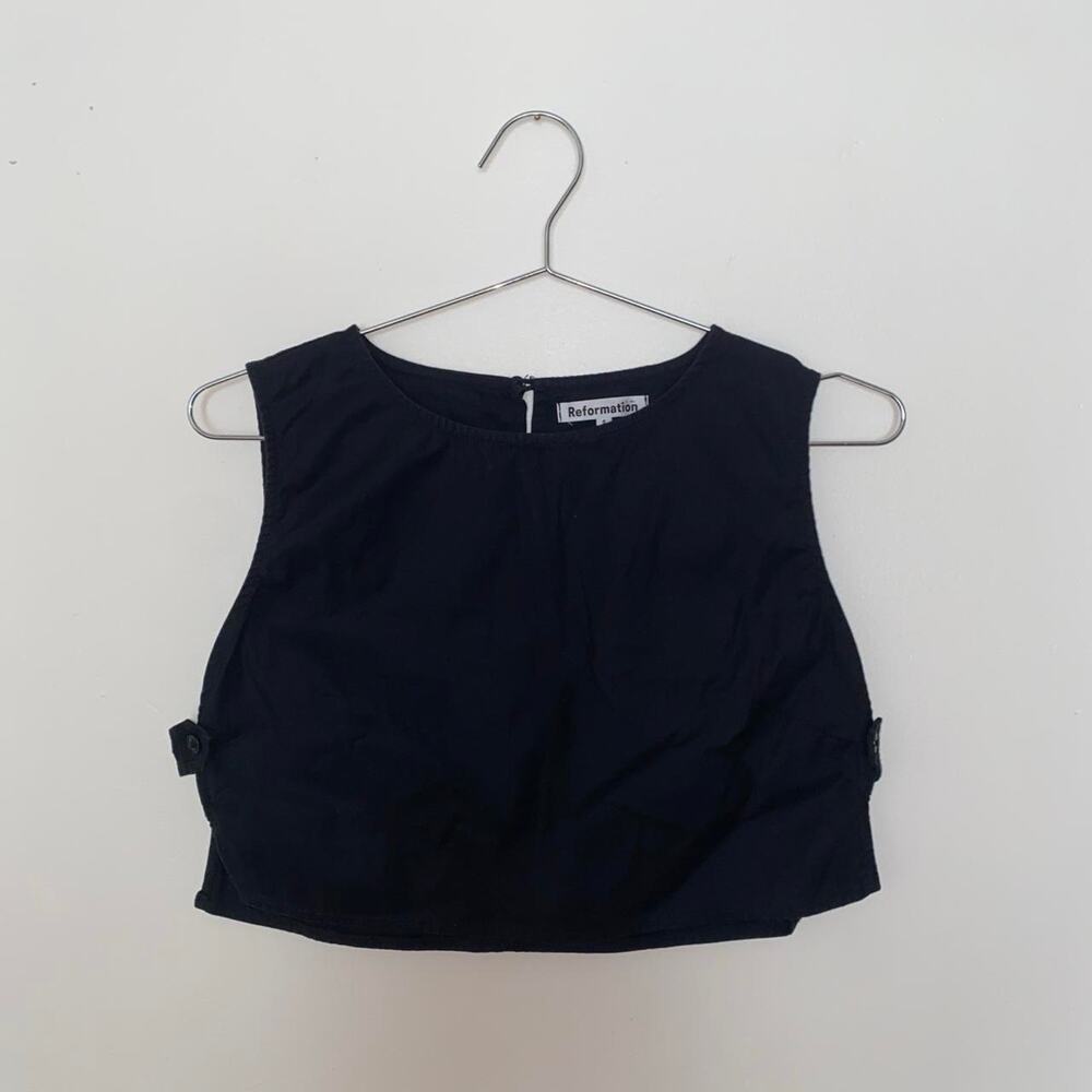 Reformation Black Cropped Tank Top Women's 6 - Picture 3 of 6